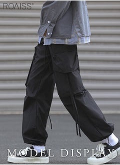 roaiss Men Cargo Pants Ribbon Hip Hop Jogging Pants Male Casual Streetwear Harem Trousers Pockets New Elastic Waist Sweatpants  - Image 3