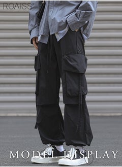 roaiss Men Cargo Pants Ribbon Hip Hop Jogging Pants Male Casual Streetwear Harem Trousers Pockets New Elastic Waist Sweatpants  - Image 1