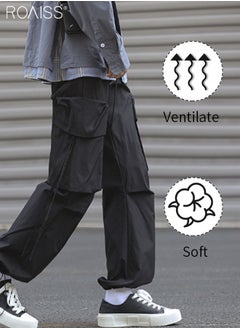 roaiss Men Cargo Pants Ribbon Hip Hop Jogging Pants Male Casual Streetwear Harem Trousers Pockets New Elastic Waist Sweatpants  - Image 5