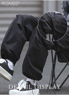 roaiss Men Cargo Pants Ribbon Hip Hop Jogging Pants Male Casual Streetwear Harem Trousers Pockets New Elastic Waist Sweatpants  - Image 4