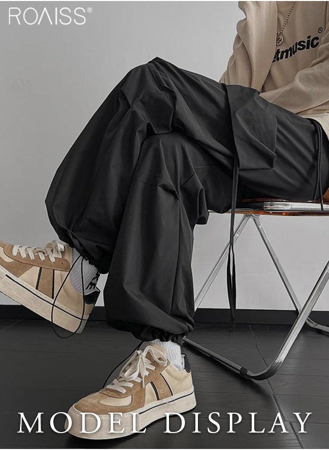 roaiss - Men Cargo Pants Ribbon Hip Hop Jogging Pants Male Casual Streetwear Harem Trousers Pockets New Elastic Waist Sweatpants - Image 1