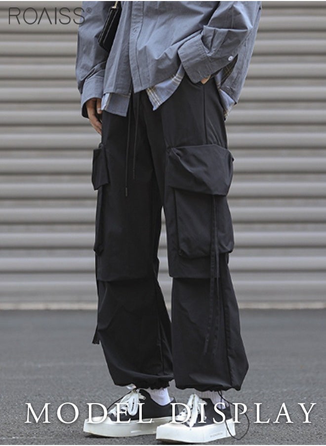 roaiss - Men Cargo Pants Ribbon Hip Hop Jogging Pants Male Casual Streetwear Harem Trousers Pockets New Elastic Waist Sweatpants - Image 1