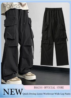 roaiss Men Cargo Pants Ribbon Hip Hop Jogging Pants Male Casual Streetwear Harem Trousers Pockets New Elastic Waist Sweatpants  - Image 2