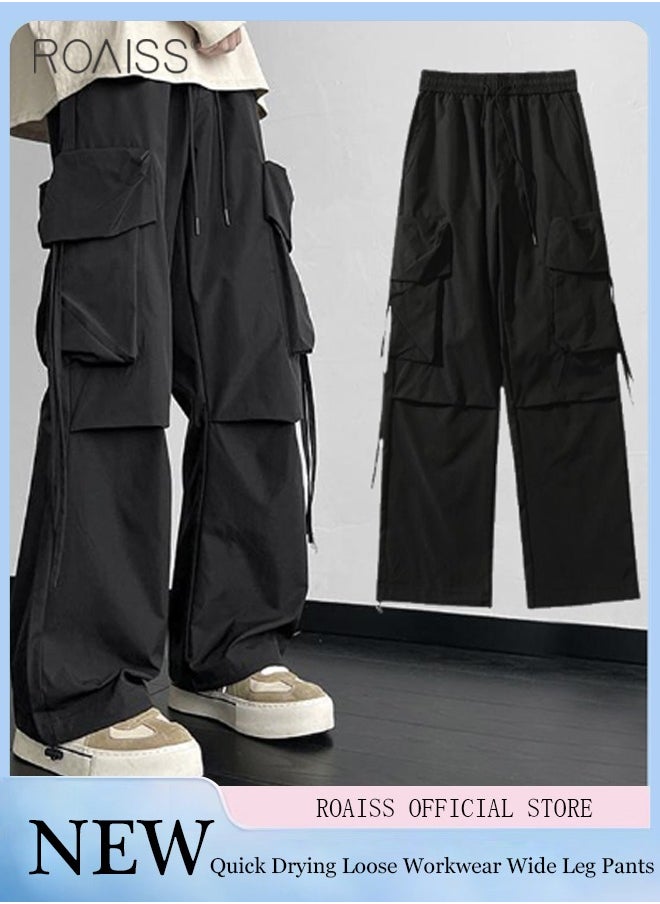 roaiss - Men Cargo Pants Ribbon Hip Hop Jogging Pants Male Casual Streetwear Harem Trousers Pockets New Elastic Waist Sweatpants - Image 1