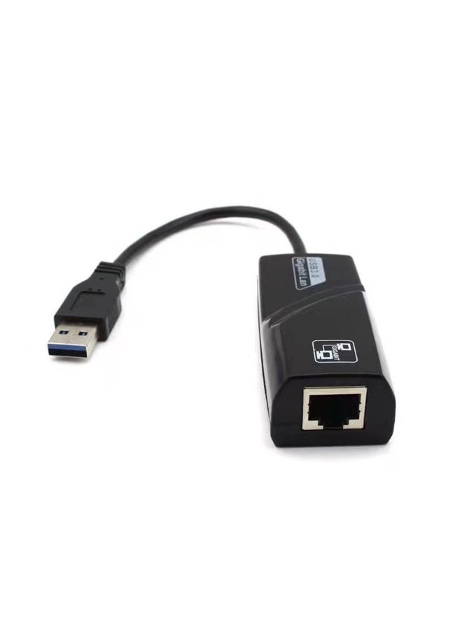 Generic Wired Network Adapter USB 3.0 To Gigabit Ethernet RJ45 Black  - Image 2