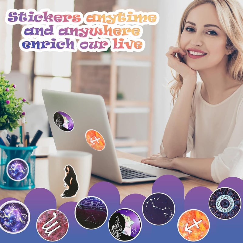 كلاراكو 200 قطعة من ملصقات الكمبيوتر المحمول على شكل كوكبة نجوم وملصقات سماء مرصعة بالنجوم وملصقات كرتونية مقاومة للماء لأجهزة الكمبيوتر المحمول والهاتف وسجل القصاصات والمجلات والكمبيوتر المحمول ولوح التزلج - Image 4