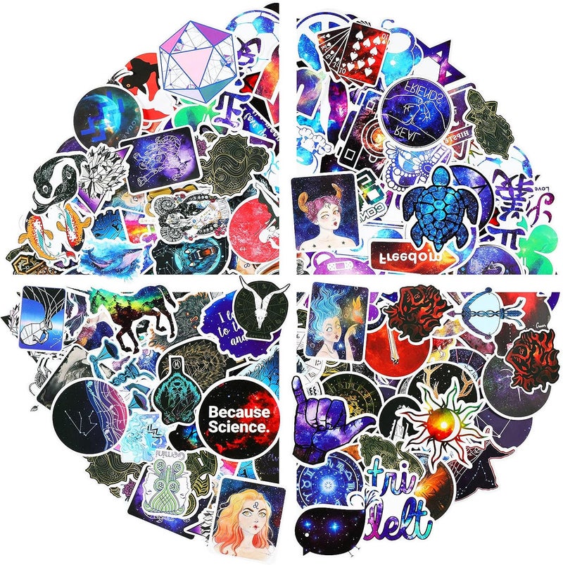 كلاراكو 200 قطعة من ملصقات الكمبيوتر المحمول على شكل كوكبة نجوم وملصقات سماء مرصعة بالنجوم وملصقات كرتونية مقاومة للماء لأجهزة الكمبيوتر المحمول والهاتف وسجل القصاصات والمجلات والكمبيوتر المحمول ولوح التزلج - Image 1