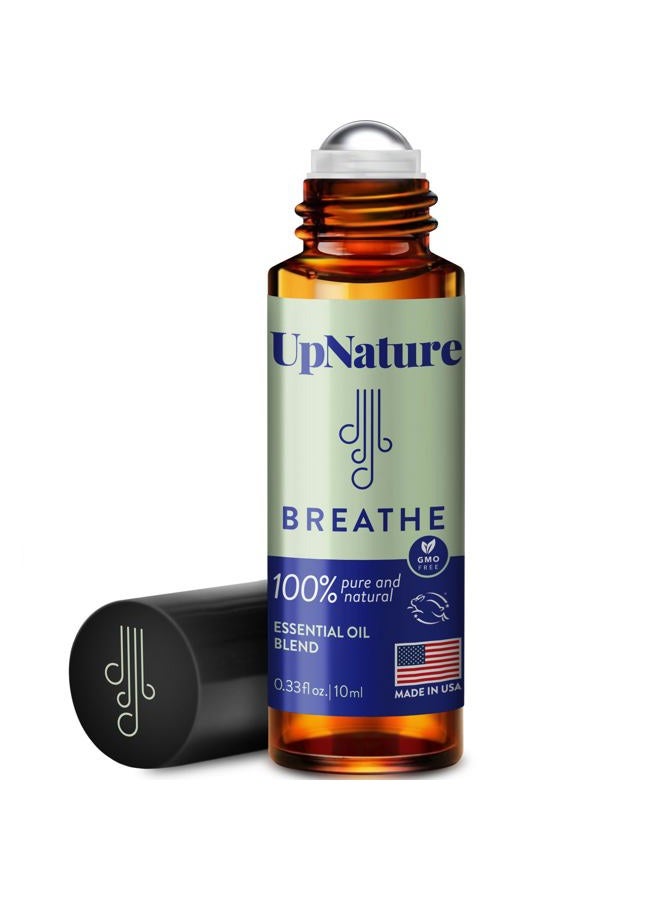 upnature Breathe Essential Oil Roll On Blend – Natural Breathing Support - Premium Quality Essential Oils for Skin - Pure Blend of Peppermint, Tea Tree & Eucalyptus Oil  - Image 1