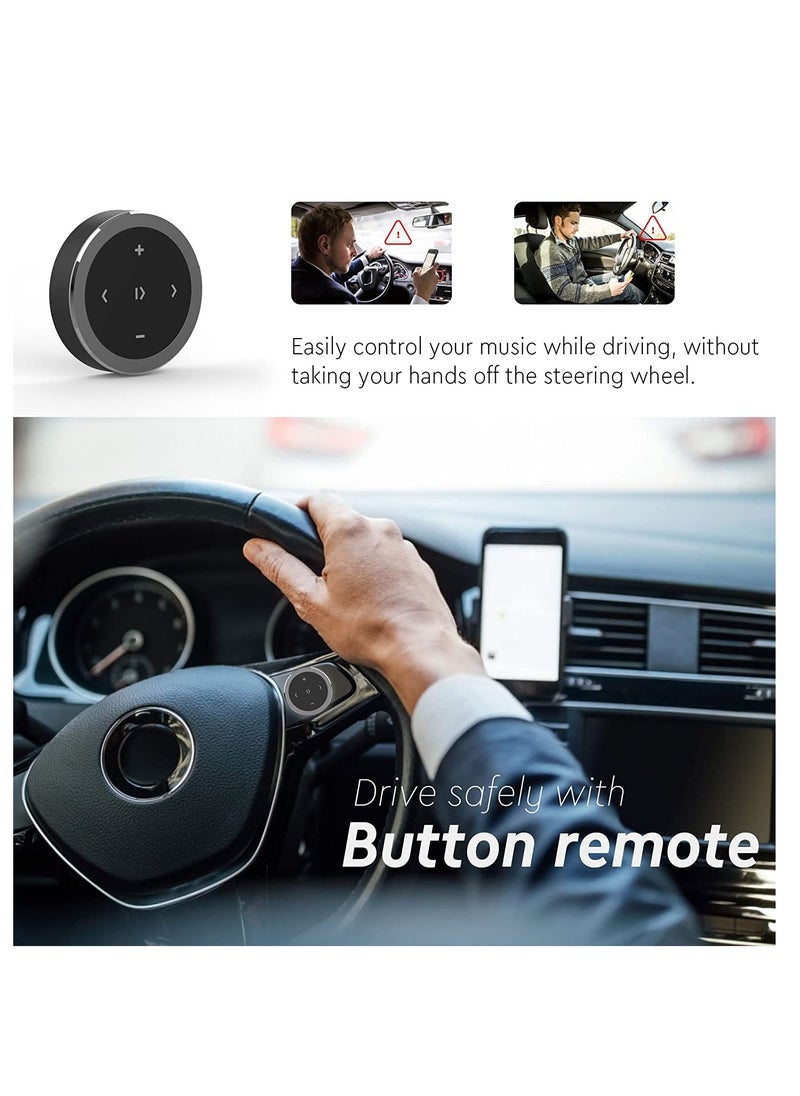 SYOSI - Bluetooth Remote Control, Waterproof Media Button, Remote Selfie Control Car Motorcycle Steering Wheel Music, for iPhone or Android with Mount, Black - Image 1
