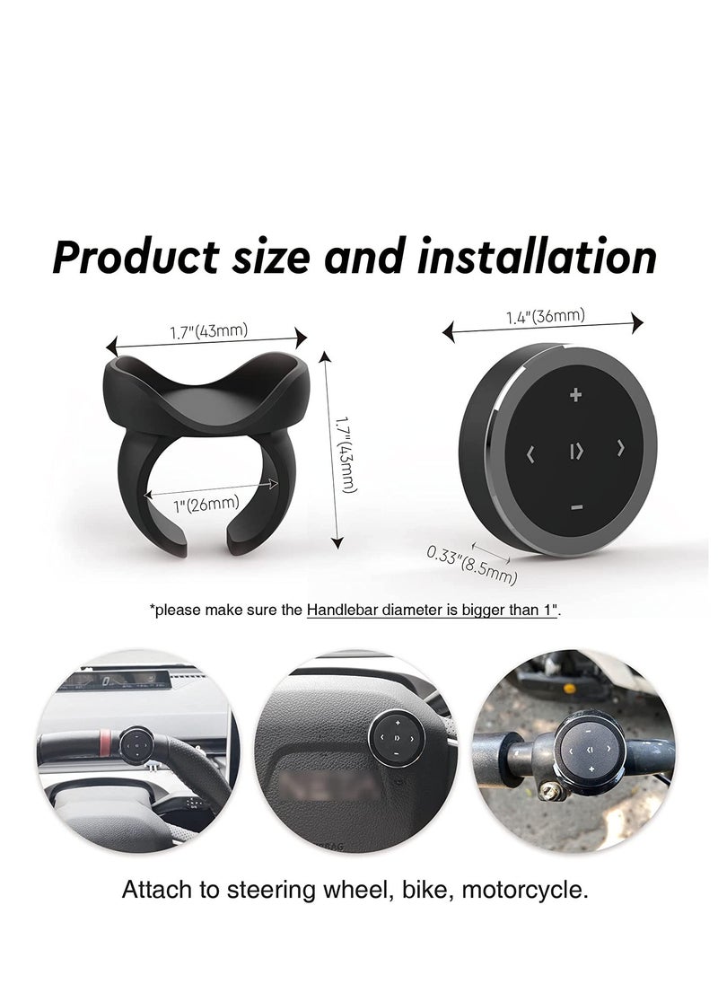 SYOSI - Bluetooth Remote Control, Waterproof Media Button, Remote Selfie Control Car Motorcycle Steering Wheel Music, for iPhone or Android with Mount, Black - Image 1
