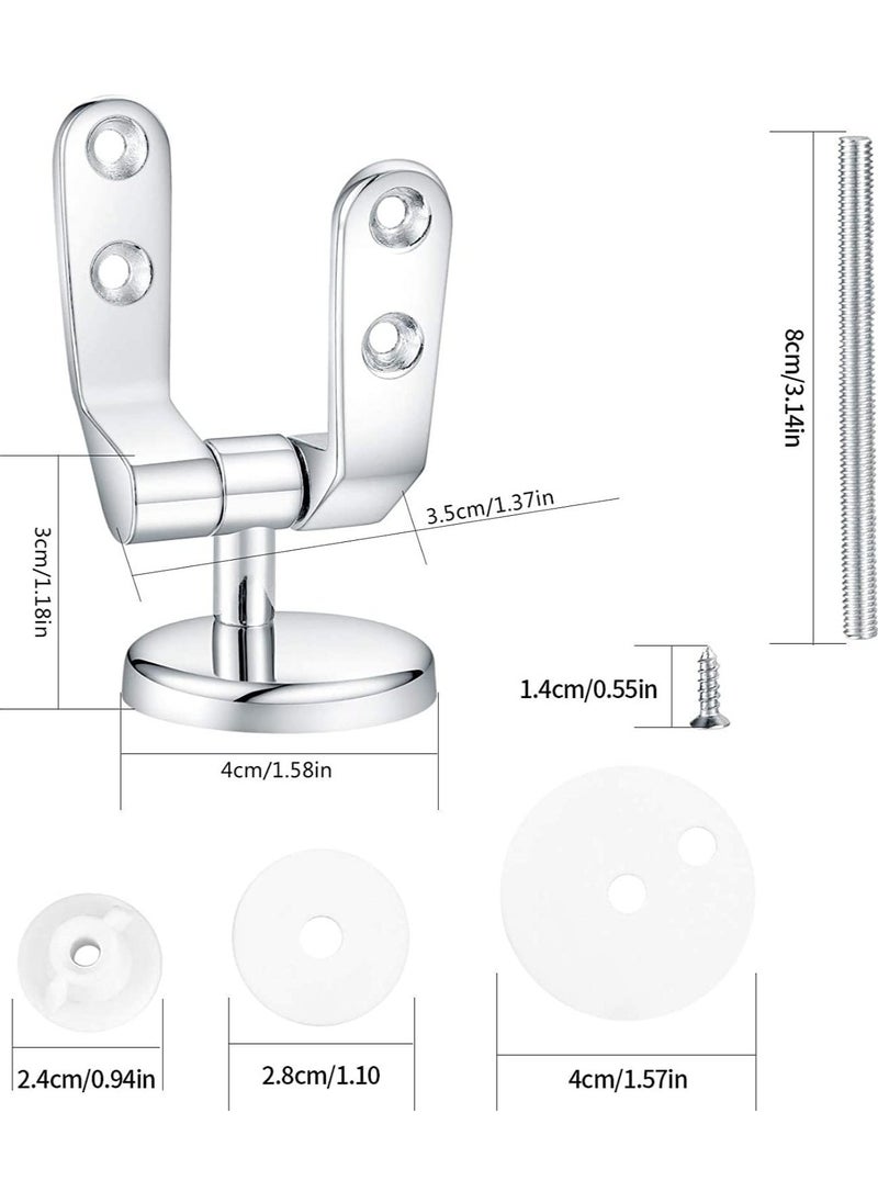 Generic - Toilet Seat Fittings Zinc Alloy Toilet Seat Hinges Replacement Hinge with Fittings and Repair Parts Chrome Finished Toilet Seat Hinge Fixings for Most Wooden Resin MDF Toilet Seat - Image 1