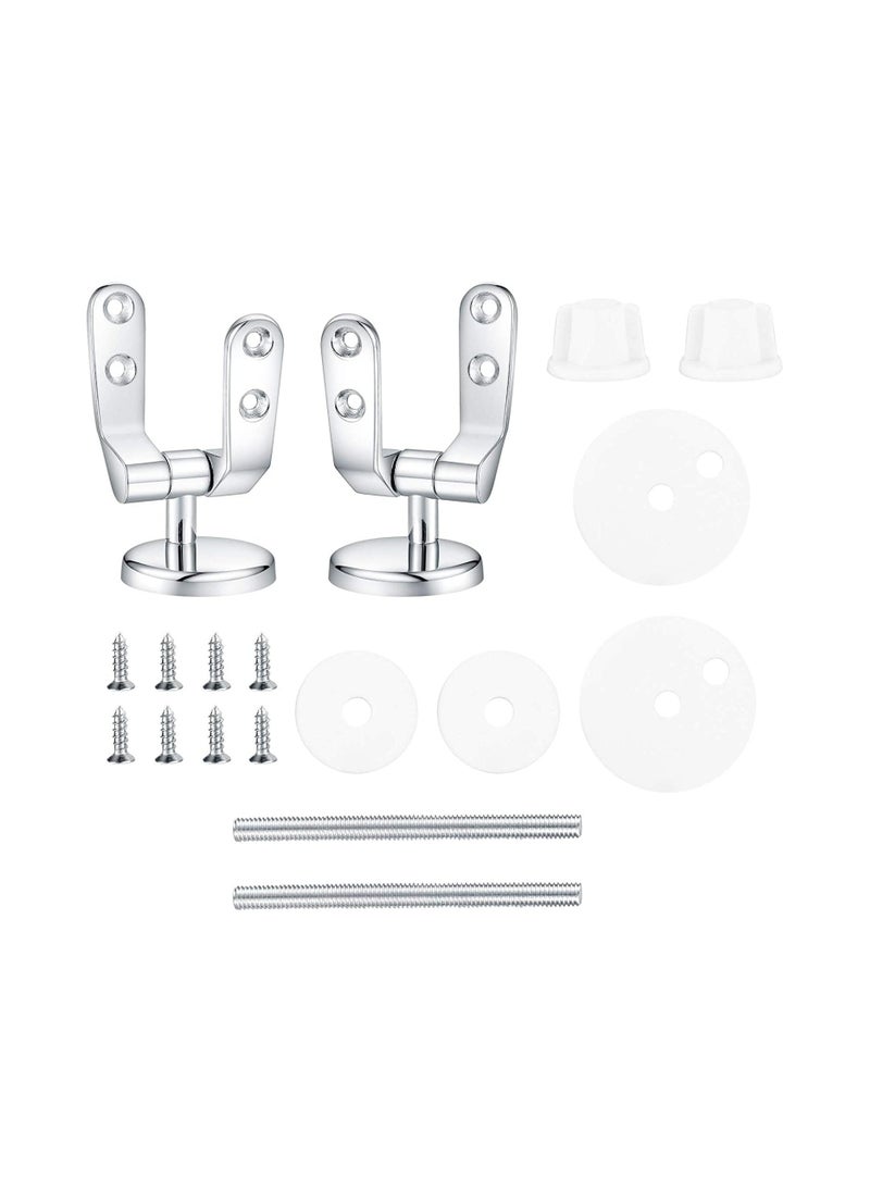 Generic - Toilet Seat Fittings Zinc Alloy Toilet Seat Hinges Replacement Hinge with Fittings and Repair Parts Chrome Finished Toilet Seat Hinge Fixings for Most Wooden Resin MDF Toilet Seat - Image 1