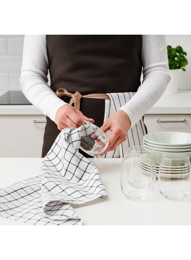 IKEA (IKEA) منشفة مطبخ من القطن الماص من ايكيا رينيج، بيضاء اللون، منقوشة، رمادية داكنة، 45×60 سم - Image 2