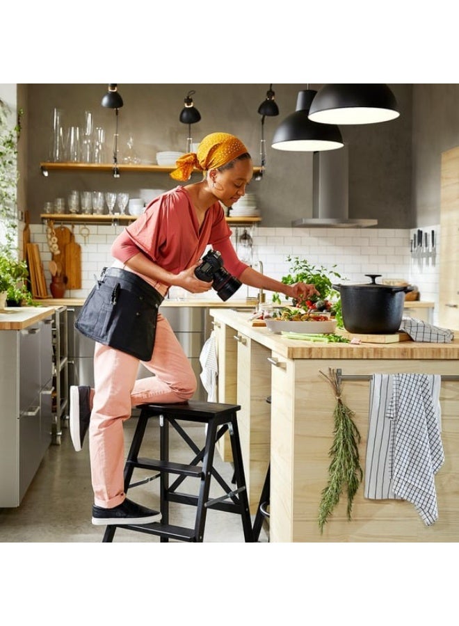 IKEA (IKEA) منشفة مطبخ من القطن الماص من ايكيا رينيج، بيضاء اللون، منقوشة، رمادية داكنة، 45×60 سم - Image 5