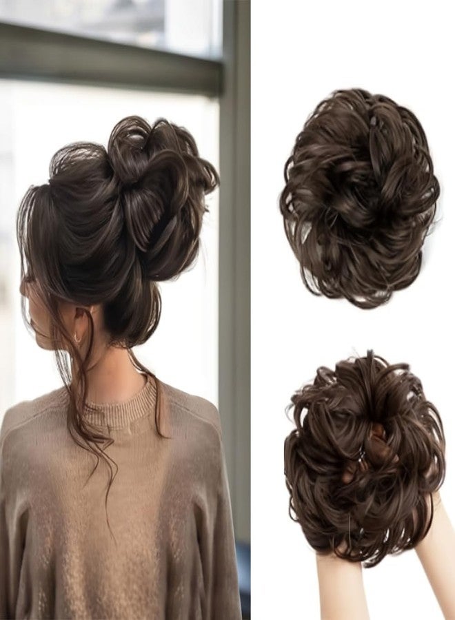 VIVIAN Brown 1PCS Messy Bun Hair Piece Hair Extension With Elastic Rubber Band Hairpiece Synthetic Hair Scrunchies Hair Piece for Women (Pack of 1) - Image 2