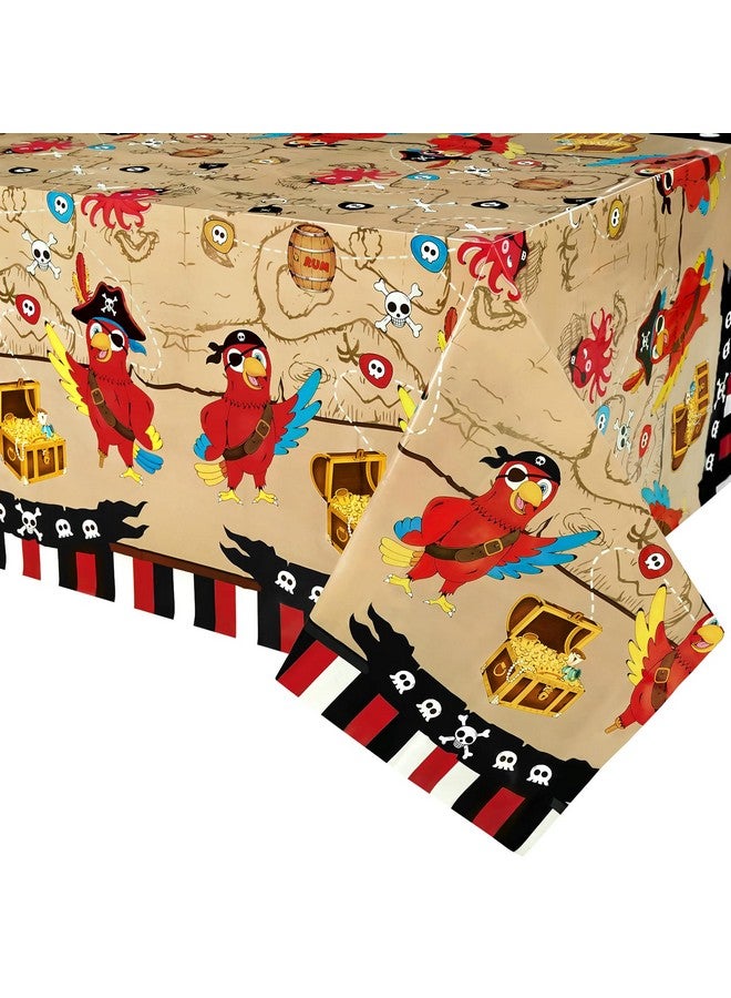 WERNNSAI Pirate Party Tablecloth - 1 Pack 54'' x 108'' Pirate Party Supplies Disposable Island Treasure Map Tablecover Rectangular Nautical Party Decoration for Kids Pirate Theme Dining Table Cover - Image 1