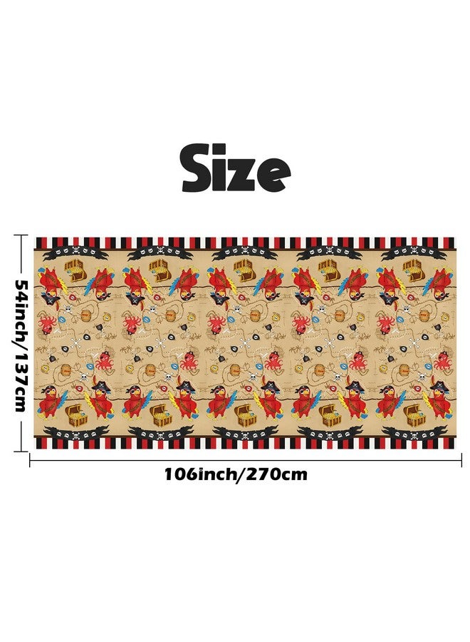 WERNNSAI Pirate Party Tablecloth - 1 Pack 54'' x 108'' Pirate Party Supplies Disposable Island Treasure Map Tablecover Rectangular Nautical Party Decoration for Kids Pirate Theme Dining Table Cover - Image 3