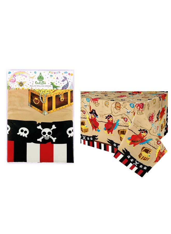 WERNNSAI Pirate Party Tablecloth - 1 Pack 54'' x 108'' Pirate Party Supplies Disposable Island Treasure Map Tablecover Rectangular Nautical Party Decoration for Kids Pirate Theme Dining Table Cover - Image 5