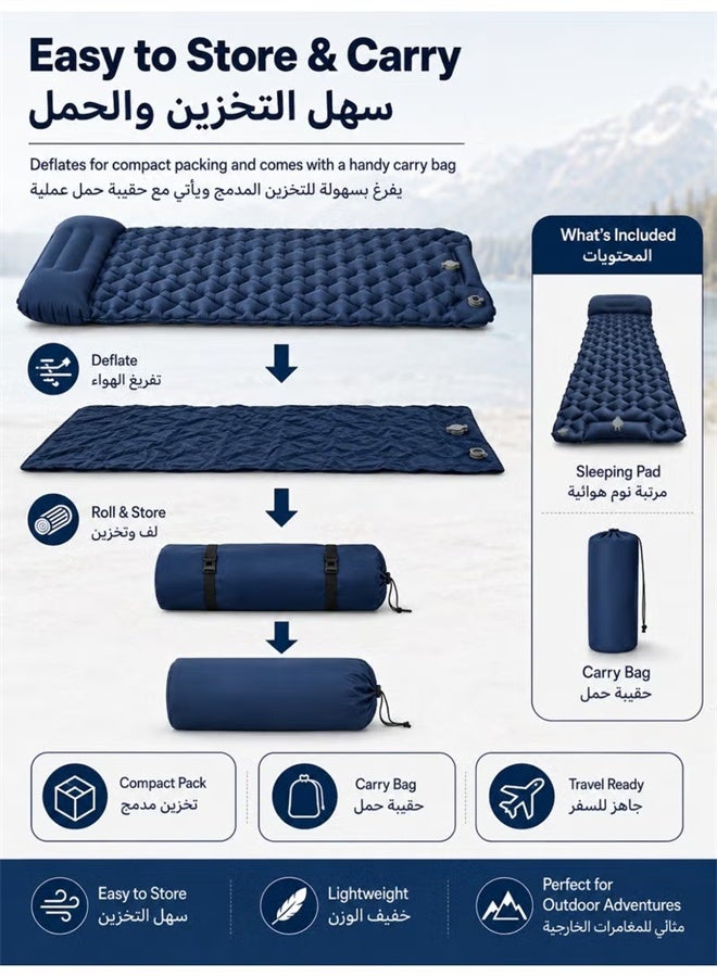 HOMESTAR Self Inflating Camping Sleeping Pad, Widen & Thicken Camping Mat with Pillow, Lightweight Single Air Mattress Bed for Outdoor Backpacking Hiking, Travel (Single) - Image 4