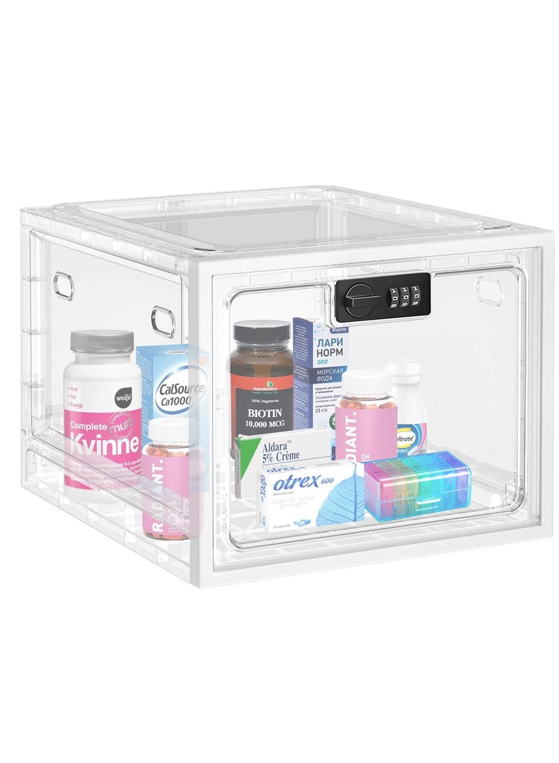 Zikra Clear Medication Lock Box, Lockable Storage Box for Safe Medicine Storage, Refrigerator Food Snack Locking Box iPad Phone Lock Box for School Office and Kitchen Home Safety - Image 1