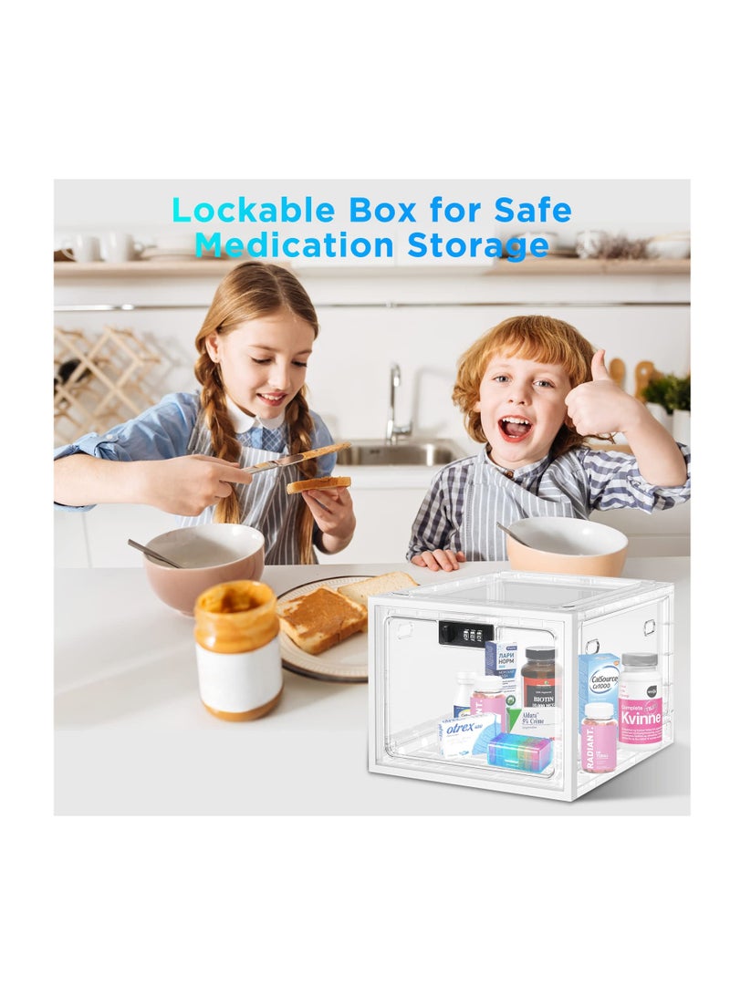 Zikra Clear Medication Lock Box, Lockable Storage Box for Safe Medicine Storage, Refrigerator Food Snack Locking Box iPad Phone Lock Box for School Office and Kitchen Home Safety - Image 2