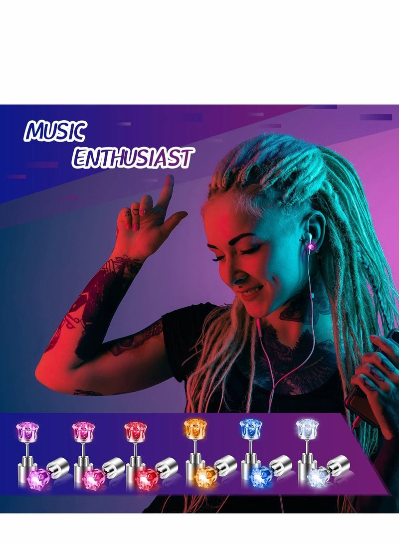 Excefore Led Earrings, 6 Pairs Changing Color Light Up LED Earrings Studs Flashing Blinking Rave Party Accessories Decoration Birthday Gifts - Image 2