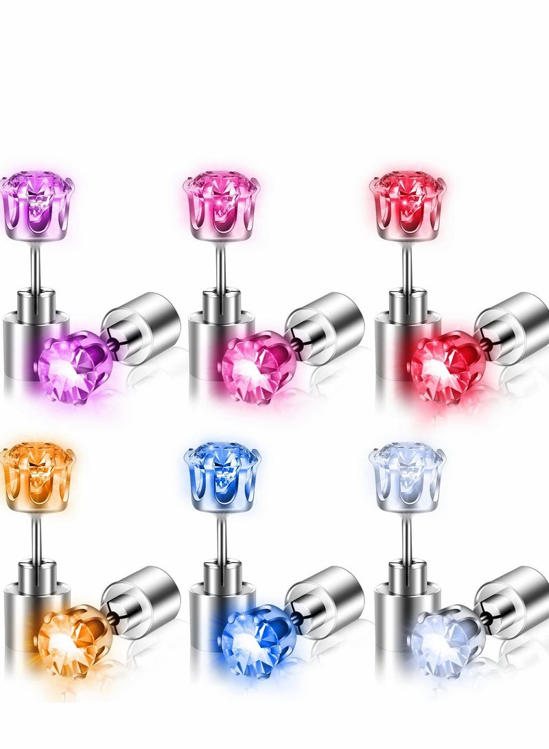 Excefore Led Earrings, 6 Pairs Changing Color Light Up LED Earrings Studs Flashing Blinking Rave Party Accessories Decoration Birthday Gifts - Image 1