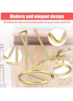 SYOSI 2 Pieces Gold Metal Business Card Holder for Desk Cell Phone Stand Name Cards Display Holder Stand Office Desktop Business Name Card Organizer Used on Office Desktop for Women and Men  - Image 3