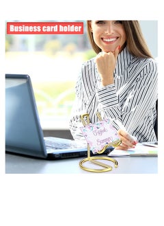 SYOSI 2 Pieces Gold Metal Business Card Holder for Desk Cell Phone Stand Name Cards Display Holder Stand Office Desktop Business Name Card Organizer Used on Office Desktop for Women and Men  - Image 5