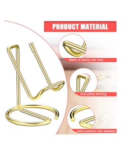 SYOSI 2 Pieces Gold Metal Business Card Holder for Desk Cell Phone Stand Name Cards Display Holder Stand Office Desktop Business Name Card Organizer Used on Office Desktop for Women and Men  - Image 4