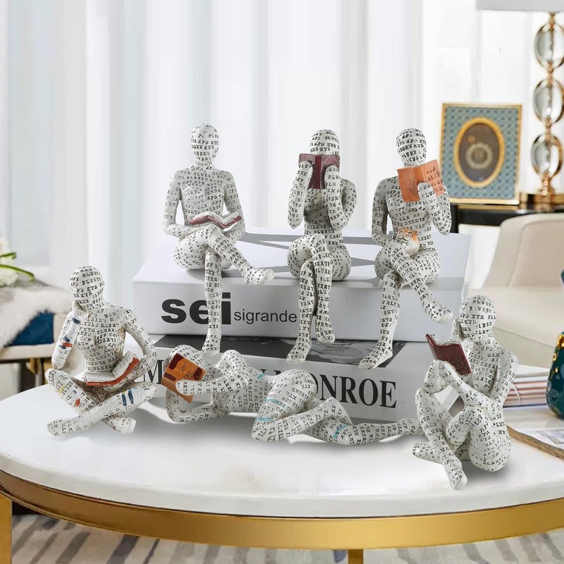 MAKINGTEC Home Decor Reading Women Figurine, Thinker Statue Aesthetic Sculpture, Room Decor Modern Abstract Decoration, on Shelf Table Desk for Living Room Office Bedroom - Image 2