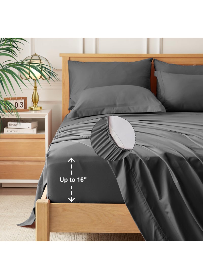Newspin Newspin California King Bed in a Bag Bedding Set - 7 Pieces Dark Grey All Season Comforter Set  Ultra Soft Bedding Comforter Set with Comforter  Flat Sheet  Fitted Sheet  Pillowcases & Shams  - Image 4