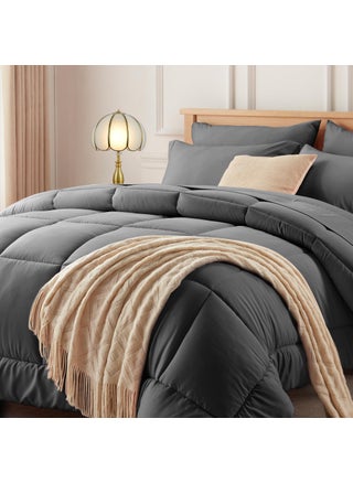 Newspin California King Bed in a Bag Bedding Set - 7 Pieces Dark Grey All Season Comforter Set  Ultra Soft Bedding Comforter Set with Comforter  Flat Sheet  Fitted Sheet  Pillowcases & Shams - pzsku/ZA77AA4B177A8441DADCBZ/45/1749668120/d9516b27-ccba-449c-9b70-78cf0c231dc1