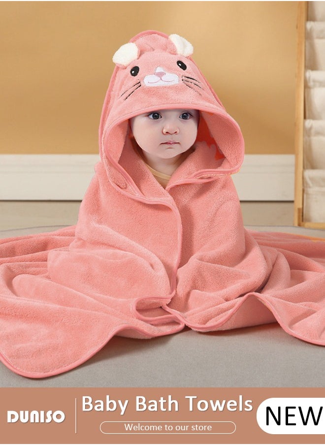 DUNISO Baby Bath Towels Newborn Hooded Baby Towel Ultra Absorbent and Soft Cotton Hooded Washcloth for Baby Toddler Infant Unisex Hooded Baby Bath Towel  - Image 1