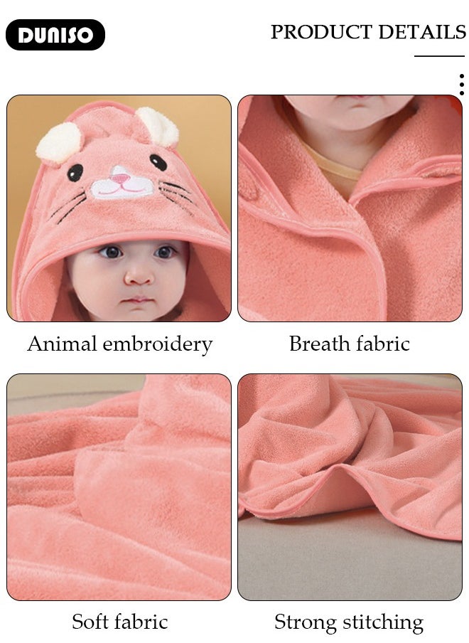 DUNISO Baby Bath Towels Newborn Hooded Baby Towel Ultra Absorbent and Soft Cotton Hooded Washcloth for Baby Toddler Infant Unisex Hooded Baby Bath Towel  - Image 3
