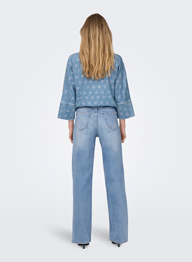ONLY ONLY Womens Hannah Highwaist Wide Denim Jean  - Image 4