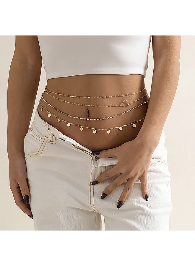 Waist Chain Overlay Metal Chain ,Body Chain ,Peach Heart Sequin、 Claw Chain、 Water Diamond、 Multi layer Waist Chain - Image 2