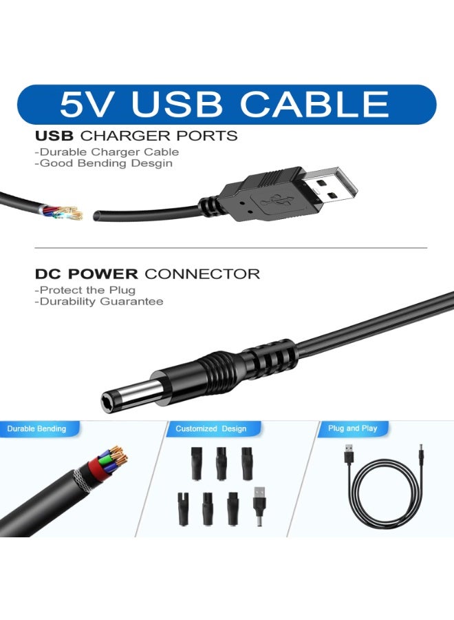 هيدفانا 8 قطع كابل سلك طاقة 5 فولت مع مجموعة محول شاحن USB بديل 7 قطع متوافق مع مختلف سلاسل ماكينات الحلاقة وخط شحن محول 5521 - Image 2