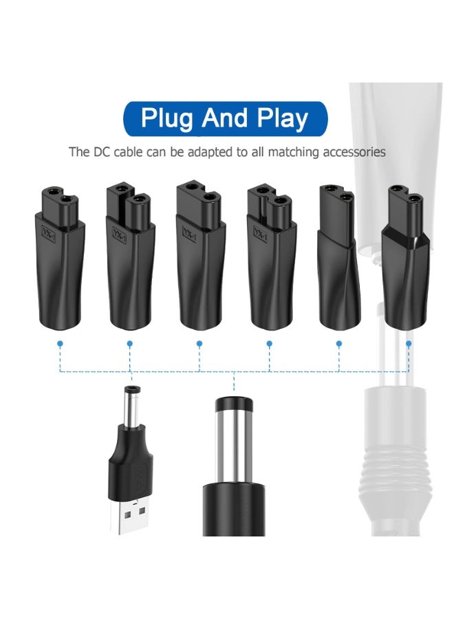 هيدفانا 8 قطع كابل سلك طاقة 5 فولت مع مجموعة محول شاحن USB بديل 7 قطع متوافق مع مختلف سلاسل ماكينات الحلاقة وخط شحن محول 5521 - Image 3