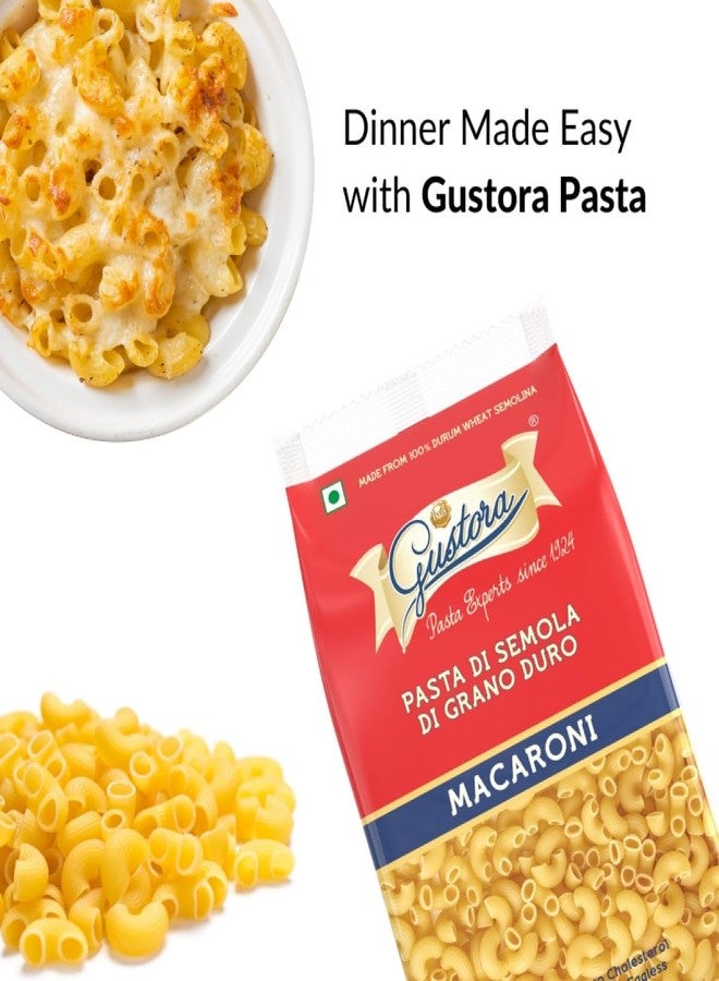 GUSTORA Macaroni Pasta, 500gm I Macroni Pasta Made of Durum Wheat Semolina I Rich in Protein & Fibre I Zero cholesterol I Vegetarian I No Trans-Fat I Cooking Time 10 Min (500g) - Image 5