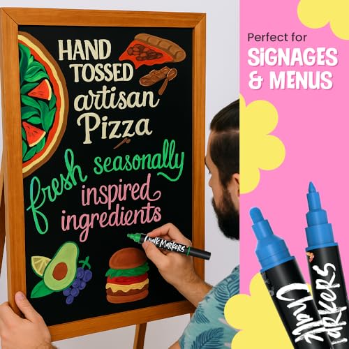 Chalkola Dual Tip Liquid Chalk Markers for Blackboard - (30 Pack, 1mm Fine Tip +5mm Bold) | Wet Erase, Erasable Chalkboard Markers, Chalk Pen for Signs, Car Windows, Wall Calendar, Glass, Board - Image 3