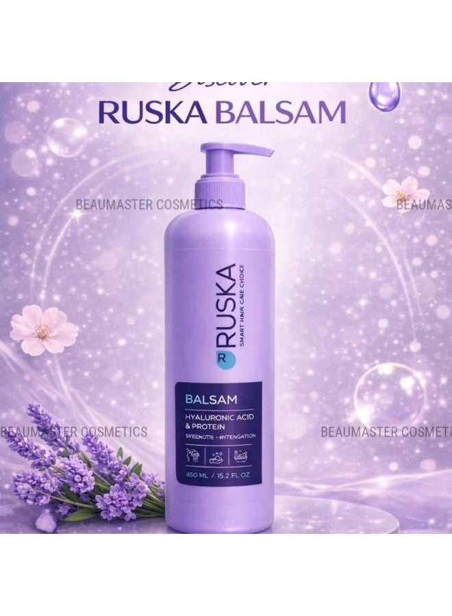 روسكا مجموعة RUSKA للعناية بالشعر بالهيالورونيك أسيد والبروتين – طقم متكامل 6 قطع لترطيب وإصلاح الشعر – شامبو + بلسم + حمام كريم + هير ميست + ليف إن + سيرم - Image 4
