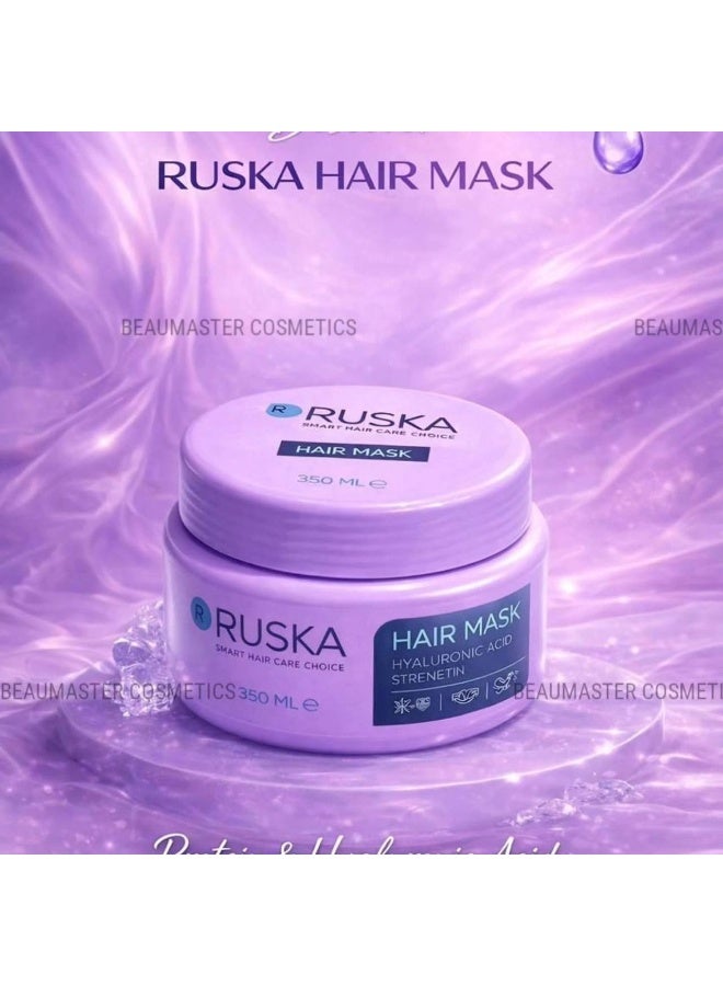 روسكا مجموعة RUSKA للعناية بالشعر بالهيالورونيك أسيد والبروتين – طقم متكامل 6 قطع لترطيب وإصلاح الشعر – شامبو + بلسم + حمام كريم + هير ميست + ليف إن + سيرم - Image 5