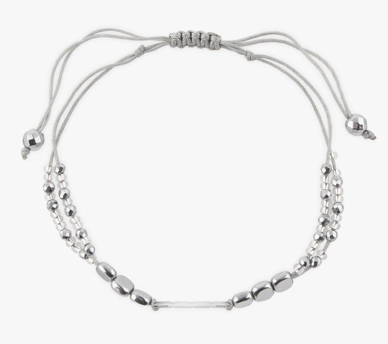 Minza “Square Stone” Women’s Bracelet, 925 Sterling Silver Square Plaque & Hematite Beads Bracelet, Czech Beads Adjustable Handmade Bracelet for Women, Jewelry for Casual & Special Occasion. - Image 4