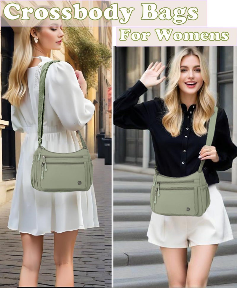 Wytidian Crossbody Bags for Women Waterproof Nylon Shoulder Bag Roomy Multiple Pockets Messenger Purses Handbags (Green) - Image 2