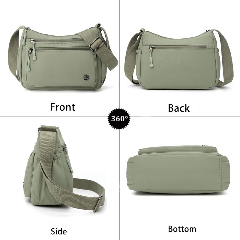 Wytidian Crossbody Bags for Women Waterproof Nylon Shoulder Bag Roomy Multiple Pockets Messenger Purses Handbags (Green) - Image 3