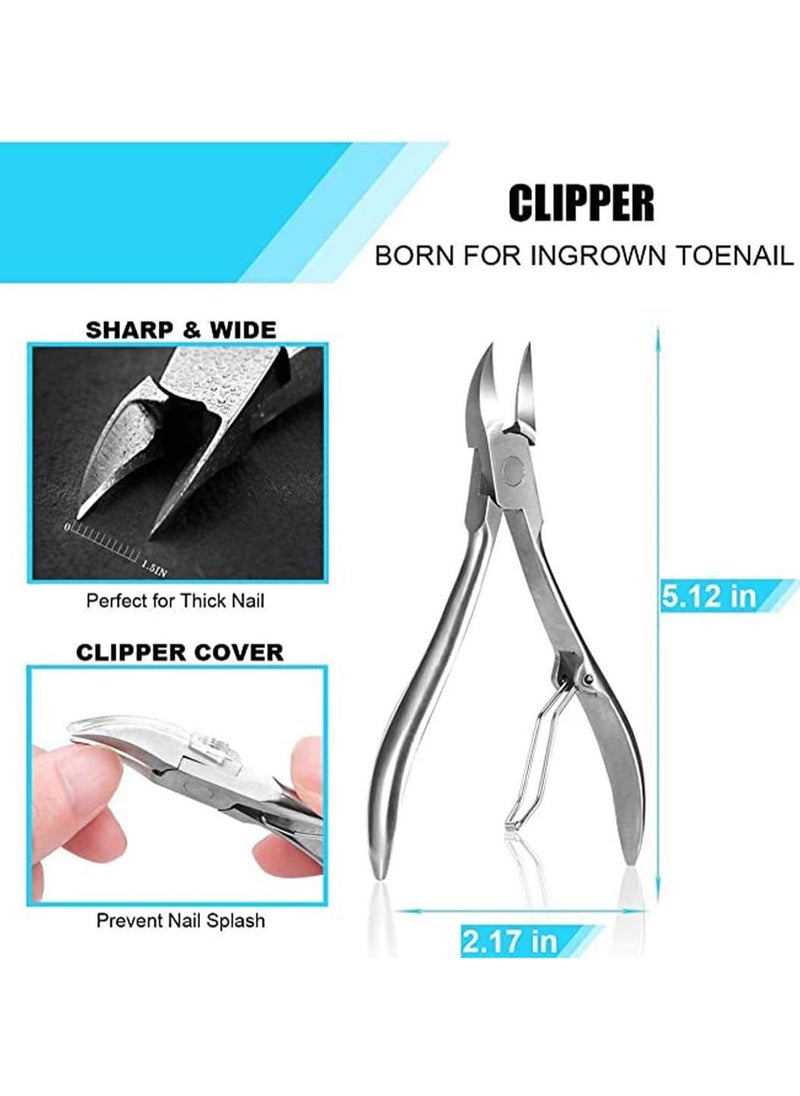 NQOOH - Professional Stainless Steel Nail Clipper Set for Ingrown Toenails and Thick Fingers, Manicure and Pedicure Tools - Image 1