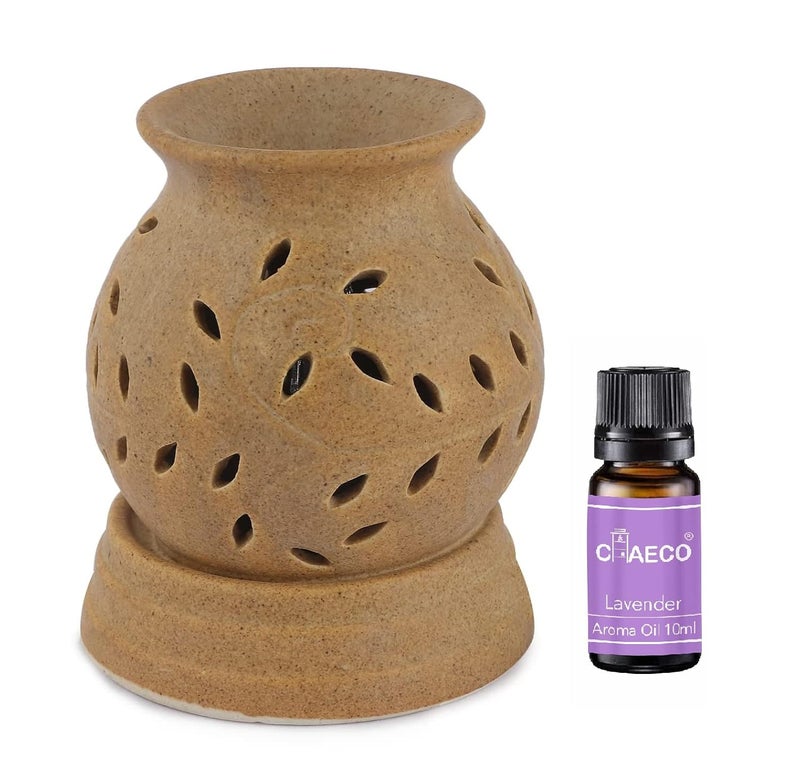 CANDELINA Candelina Electric Aroma Diffuser Burner Brown Aroma Diffuser with 1 Aroma Oil Lavender for Home fragnance - Image 1