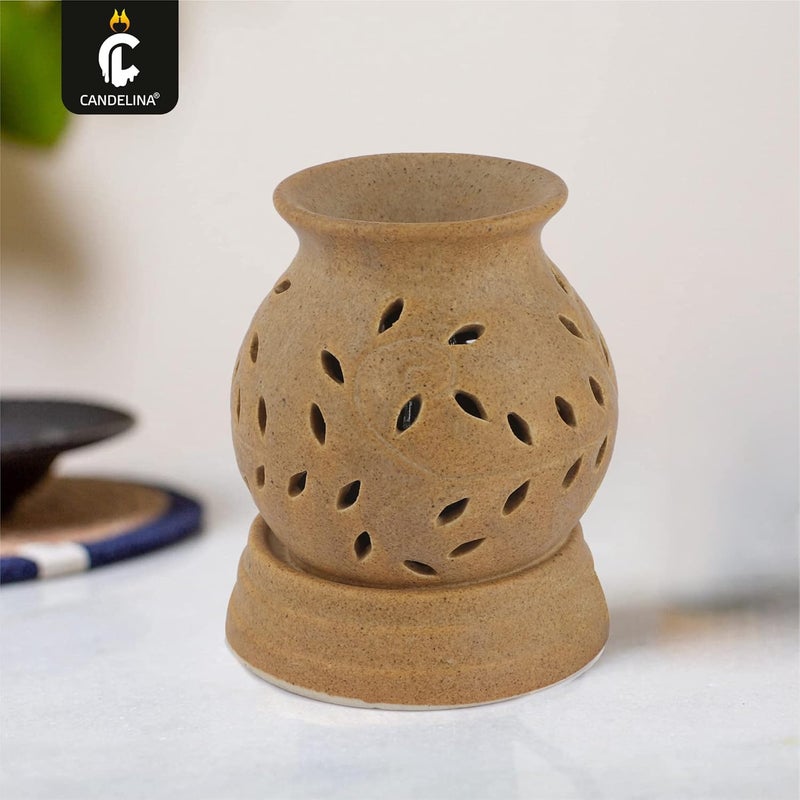CANDELINA Candelina Electric Aroma Diffuser Burner Brown Aroma Diffuser with 1 Aroma Oil Lavender for Home fragnance - Image 2