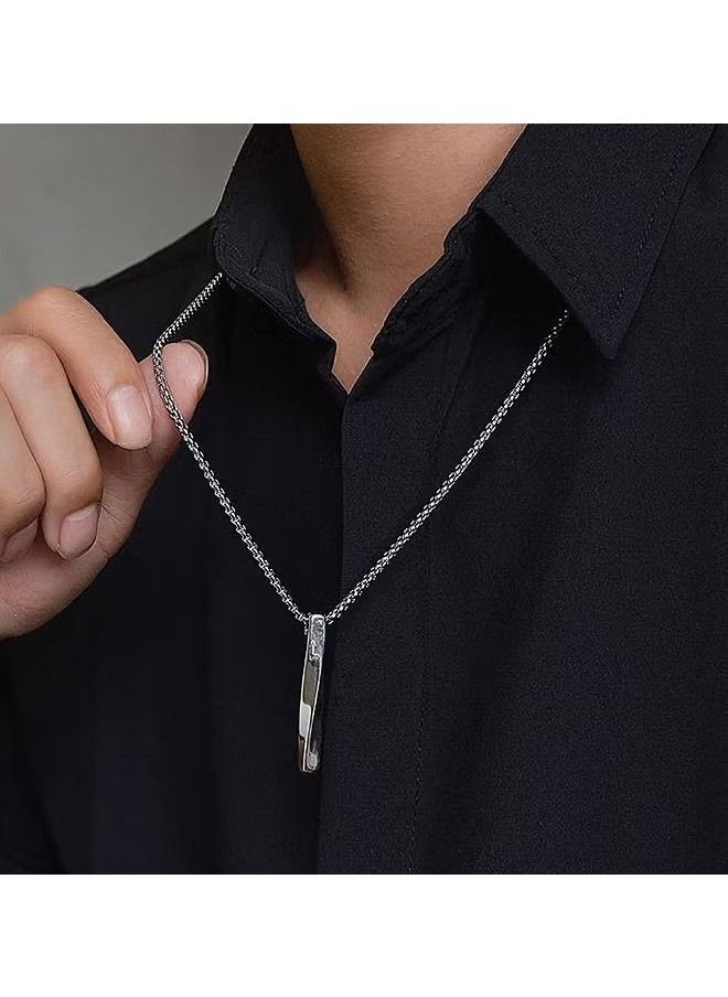 HS Casual Stylish Spiral Pendant Necklace Cool Sweater Chain for Men and Women Silver  - Image 1